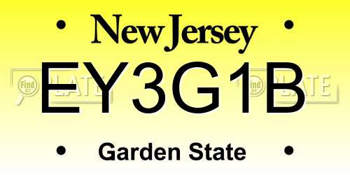 EY3G1B New Jersey License Plate