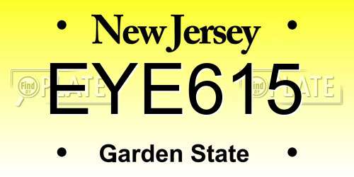 EYE615 New Jersey License Plate