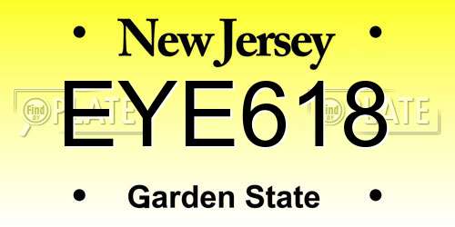 EYE618 New Jersey License Plate