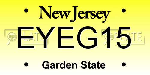 EYEG15 New Jersey License Plate