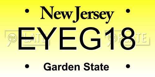 EYEG18 New Jersey License Plate