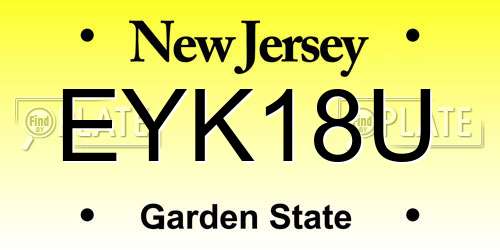 EYK18U New Jersey License Plate