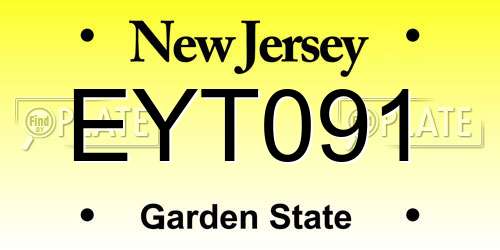 EYT091 New Jersey License Plate