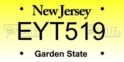 EYT519 New Jersey License Plate