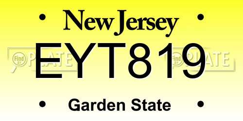 EYT819 New Jersey License Plate