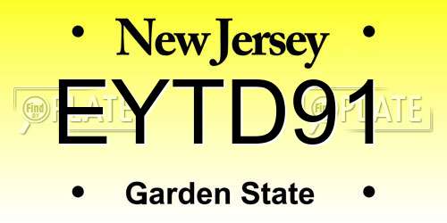 EYTD91 New Jersey License Plate