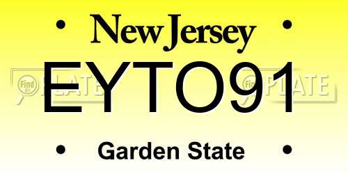 EYTO91 New Jersey License Plate