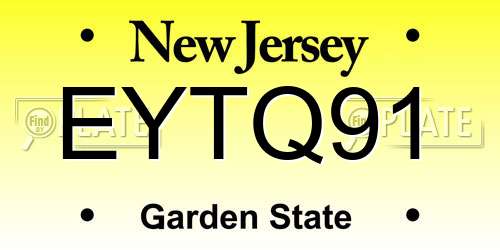 EYTQ91 New Jersey License Plate