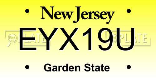 EYX19U New Jersey License Plate