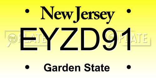 EYZD91 New Jersey License Plate