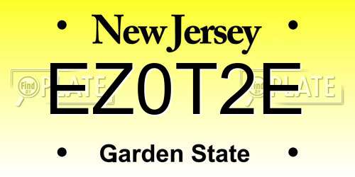 EZ0T2E New Jersey License Plate