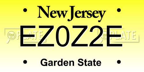EZ0Z2E New Jersey License Plate