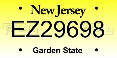 EZ29698 New Jersey License Plate