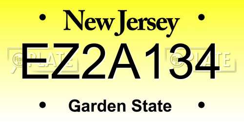 EZ2A134 New Jersey License Plate