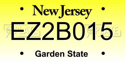 EZ2B015 New Jersey License Plate