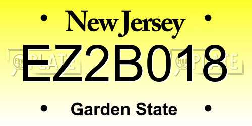 EZ2B018 New Jersey License Plate