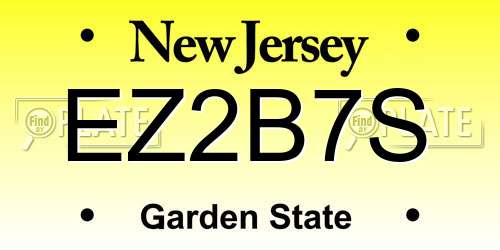 EZ2B7S New Jersey License Plate