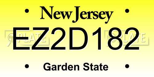 EZ2D182 New Jersey License Plate