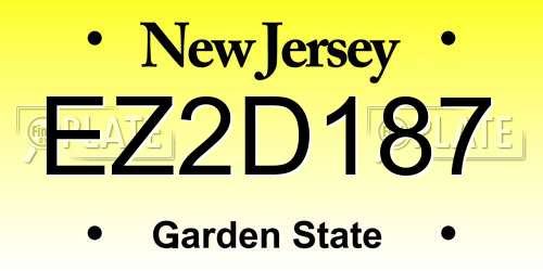 EZ2D187 New Jersey License Plate