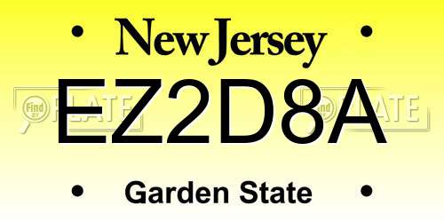 EZ2D8A New Jersey License Plate