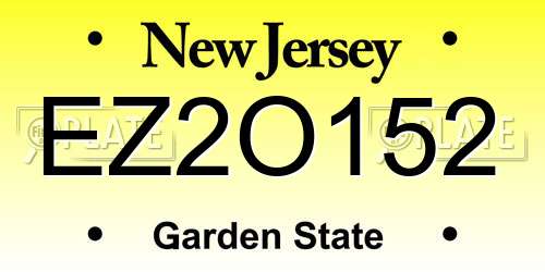 EZ2O152 New Jersey License Plate