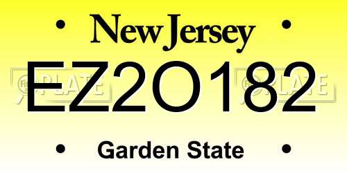 EZ2O182 New Jersey License Plate
