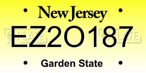 EZ2O187 New Jersey License Plate