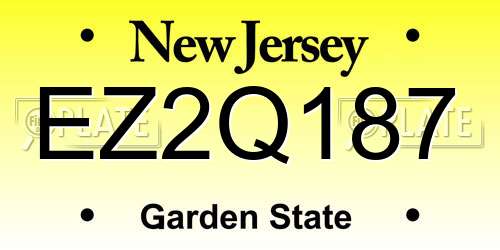 EZ2Q187 New Jersey License Plate
