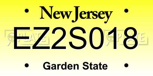 EZ2S018 New Jersey License Plate
