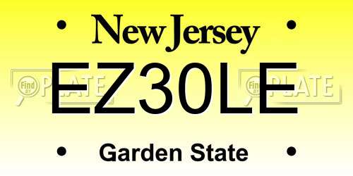 EZ30LE New Jersey License Plate