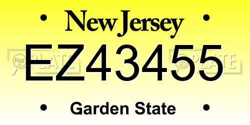 EZ43455 New Jersey License Plate