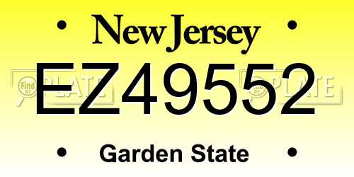 EZ49552 New Jersey License Plate