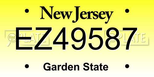 EZ49587 New Jersey License Plate