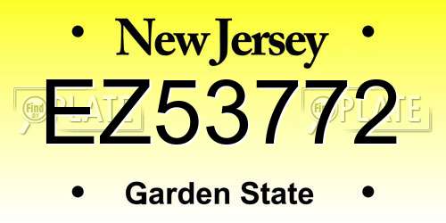 EZ53772 New Jersey License Plate