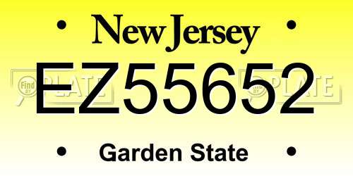 EZ55652 New Jersey License Plate