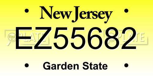 EZ55682 New Jersey License Plate