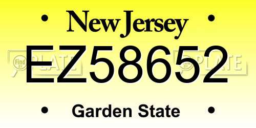 EZ58652 New Jersey License Plate
