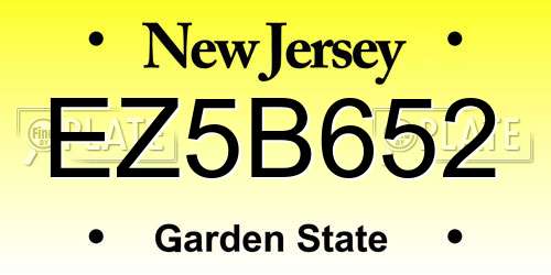 EZ5B652 New Jersey License Plate