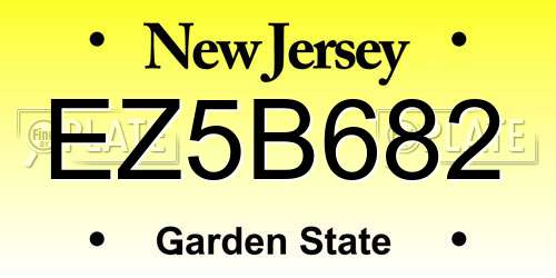 EZ5B682 New Jersey License Plate