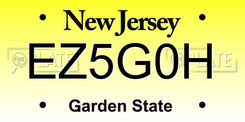 EZ5G0H New Jersey License Plate