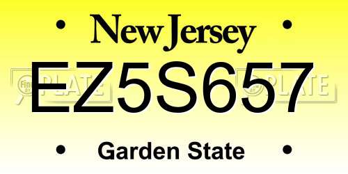 EZ5S657 New Jersey License Plate