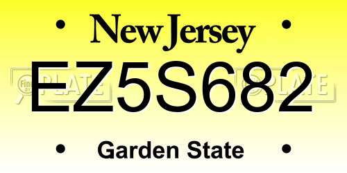 EZ5S682 New Jersey License Plate