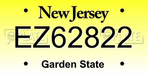 EZ62822 New Jersey License Plate
