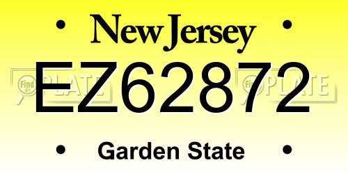 EZ62872 New Jersey License Plate