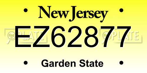 EZ62877 New Jersey License Plate