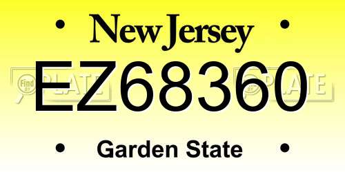 EZ68360 New Jersey License Plate