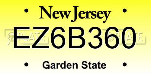EZ6B360 New Jersey License Plate