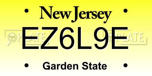 EZ6L9E New Jersey License Plate