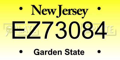 EZ73084 New Jersey License Plate