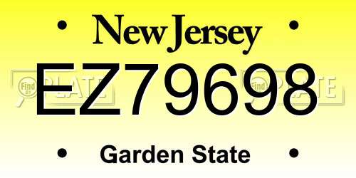 EZ79698 New Jersey License Plate